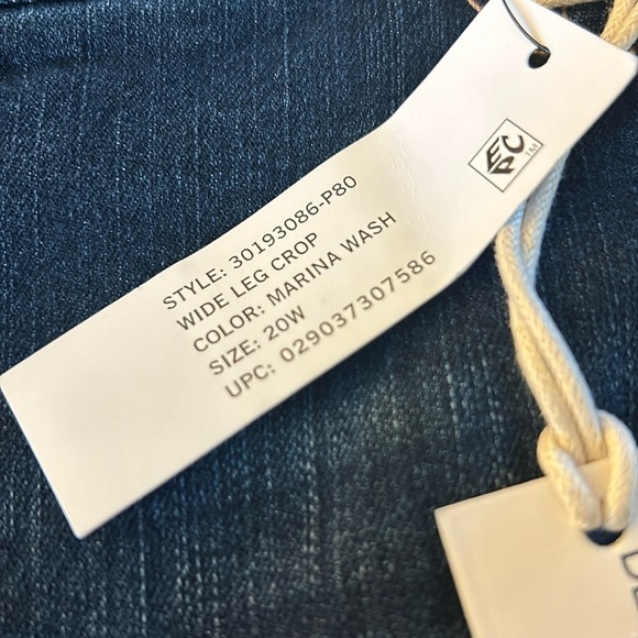 Code Bleu Wide Leg Crop Jeans Stretch NWT Size 20W Dark Wash Raw Hem - Picture 10 of 14